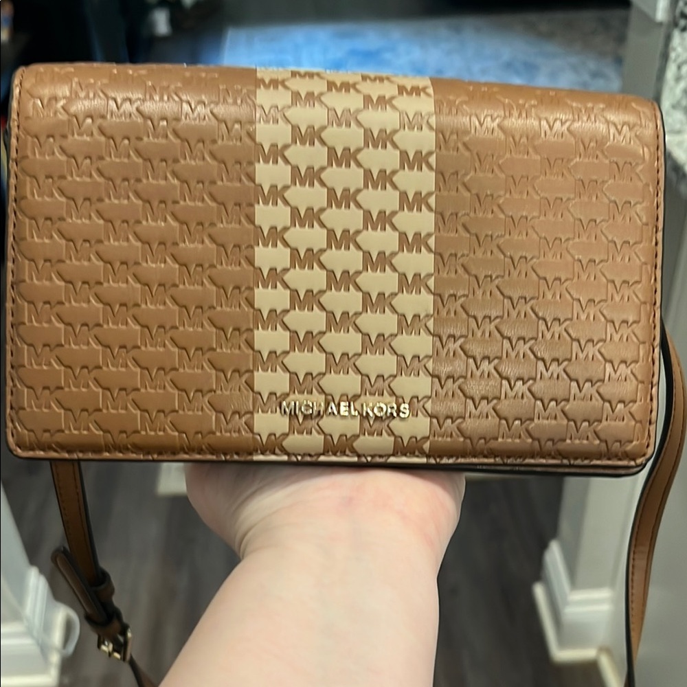Michael Kors Brown Textured Crossbody Bag